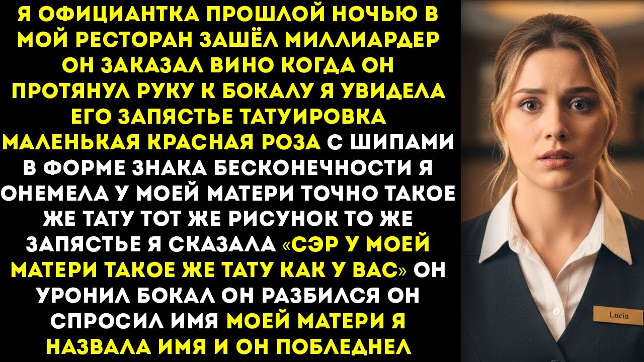 «Сэр, у моей мамы татуировка, точно как у вас», — сказала я миллиардеру, подавая ему за столом.