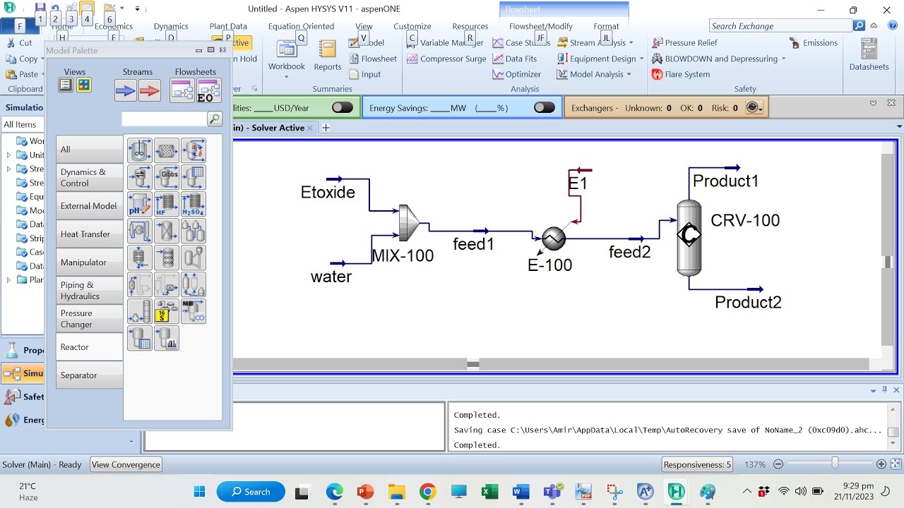 ASPEN HYSYS: Conversion reactor