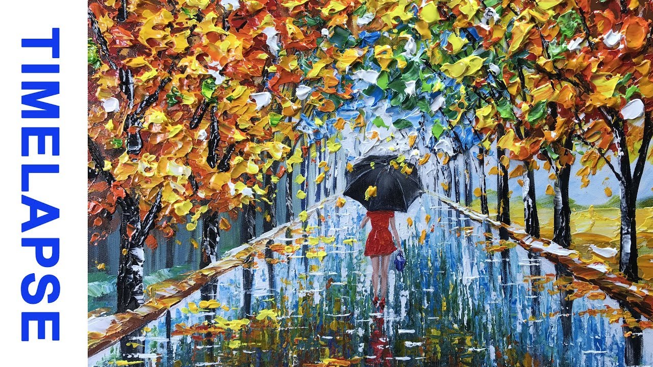 Challenge #25 | Timelapse version | Lady In Red Dress And A Red Umbrella Walking Alone