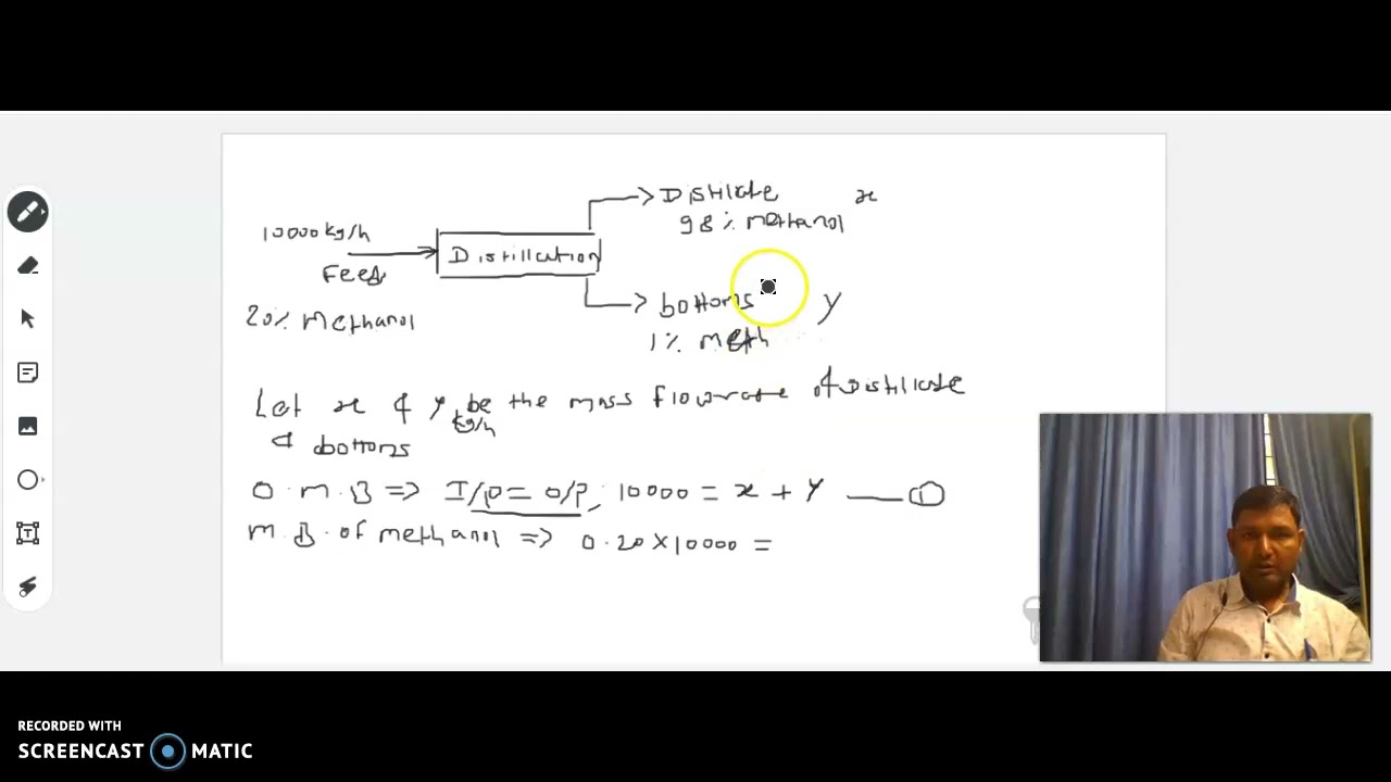 Material Balance without Chemical Reaction: Problem based on Distillation