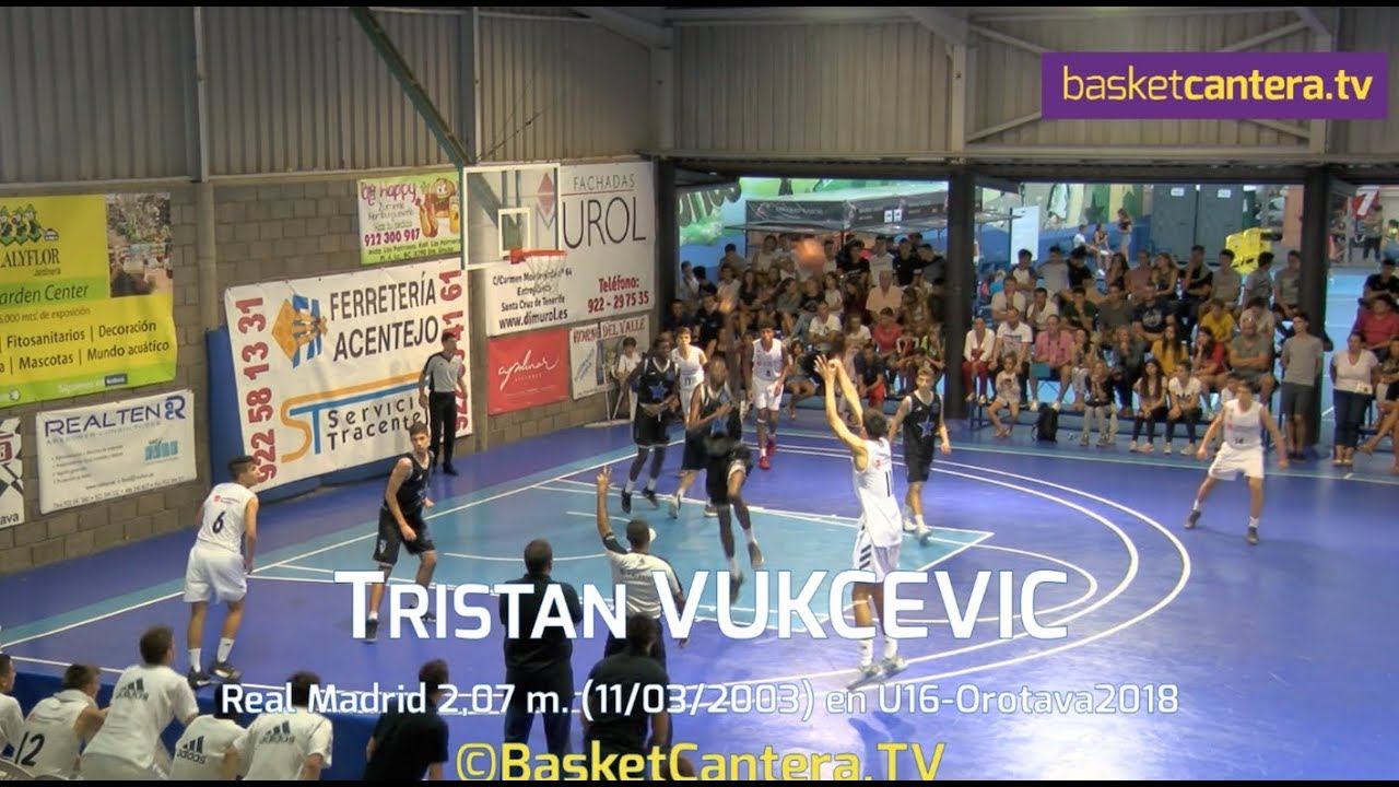 TRISTAN VUKCEVIC (´03)  2,07 m. nuevo jugador Real Madrid 15 años #U16orotava2018 (BasketCantera.TV)