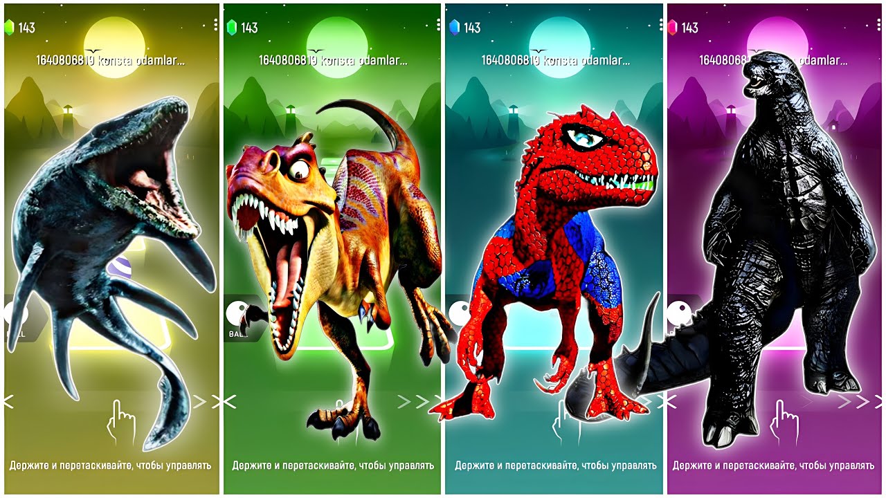 Jurassic World Mosasouris🆚Indoraptor🆚Tyranosaurus🆚Godzilla🎶 Tiles Hop EDM Rush