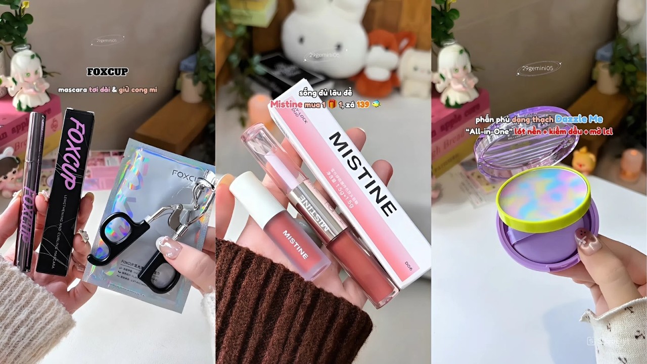 [Shopee Haul] Unboxing Đồ Makeup,Skincare Cho Các Nàng:Son Môi Hai Đầu,Phấn Phủ Kiềm Dầu,Mascara...