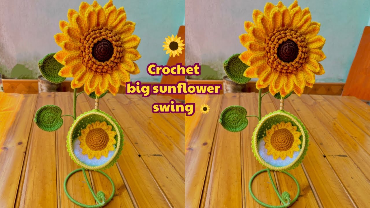 Crochet big sunflower swing | Hướng dẫn móc xích đu hoa hướng dương to