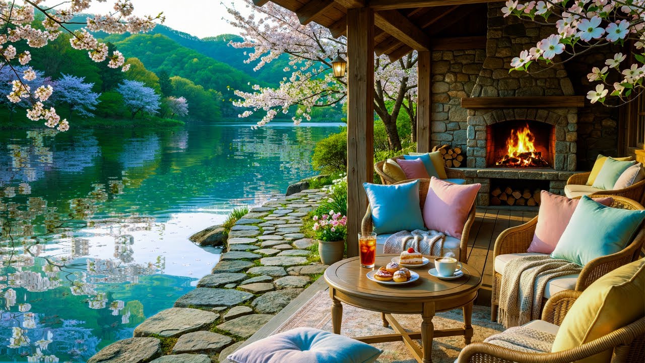 Beautiful Lakeside Spring Morning Jazz ☕ Cozy Coffee Mood for Study and Peaceful Focus