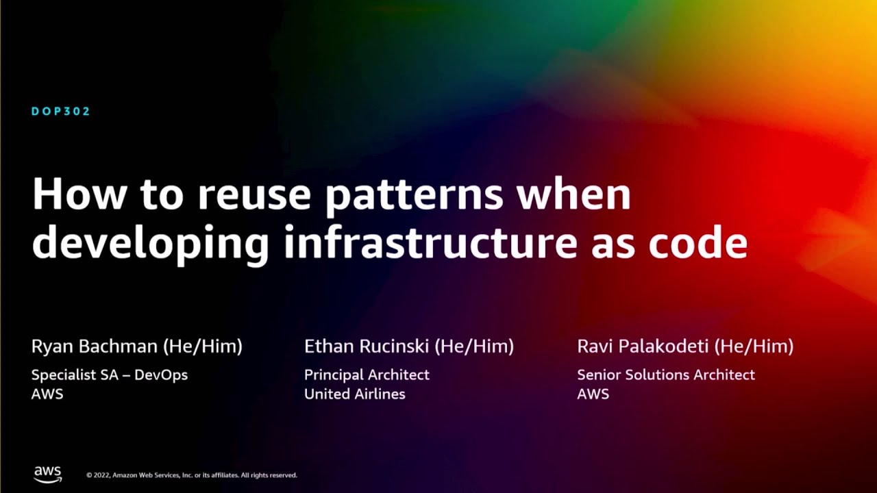 AWS re:Invent 2022 - How to reuse patterns when developing infrastructure as code (DOP302)