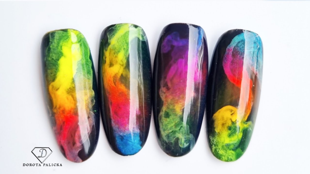 Smoky nail art with neon pigments. Smoky effect nails 💅