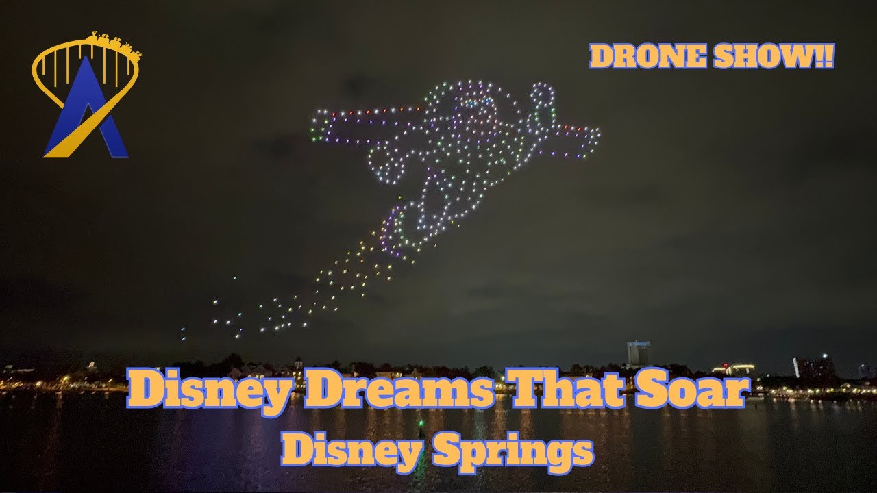 Full Disney Dreams That Soar Drone Show Over Disney Springs