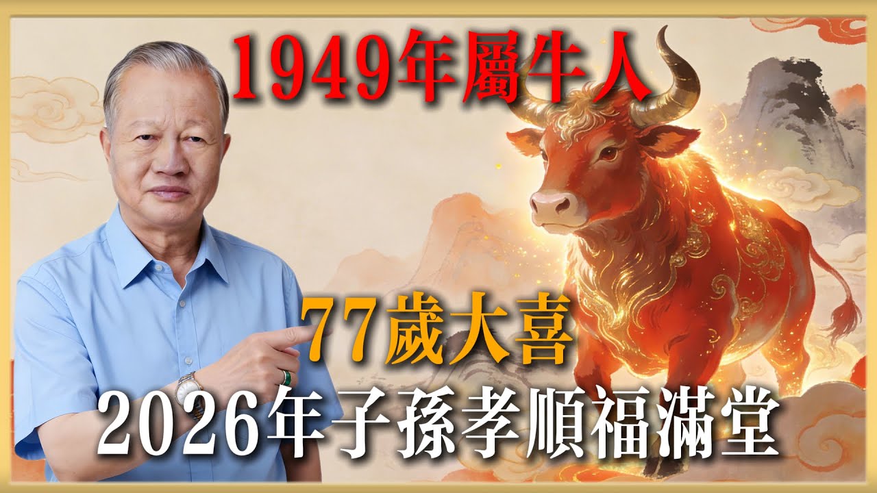 1949年屬牛人77歲大喜！2026年