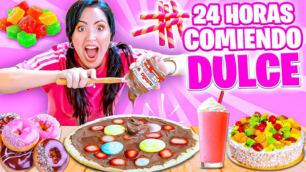 24 HORAS COMIENDO DULCE 😱 RETO 1 Dia Comiendo por SABORES 🍬 Sandra Cires Art 🔥 Eating Sweet Food