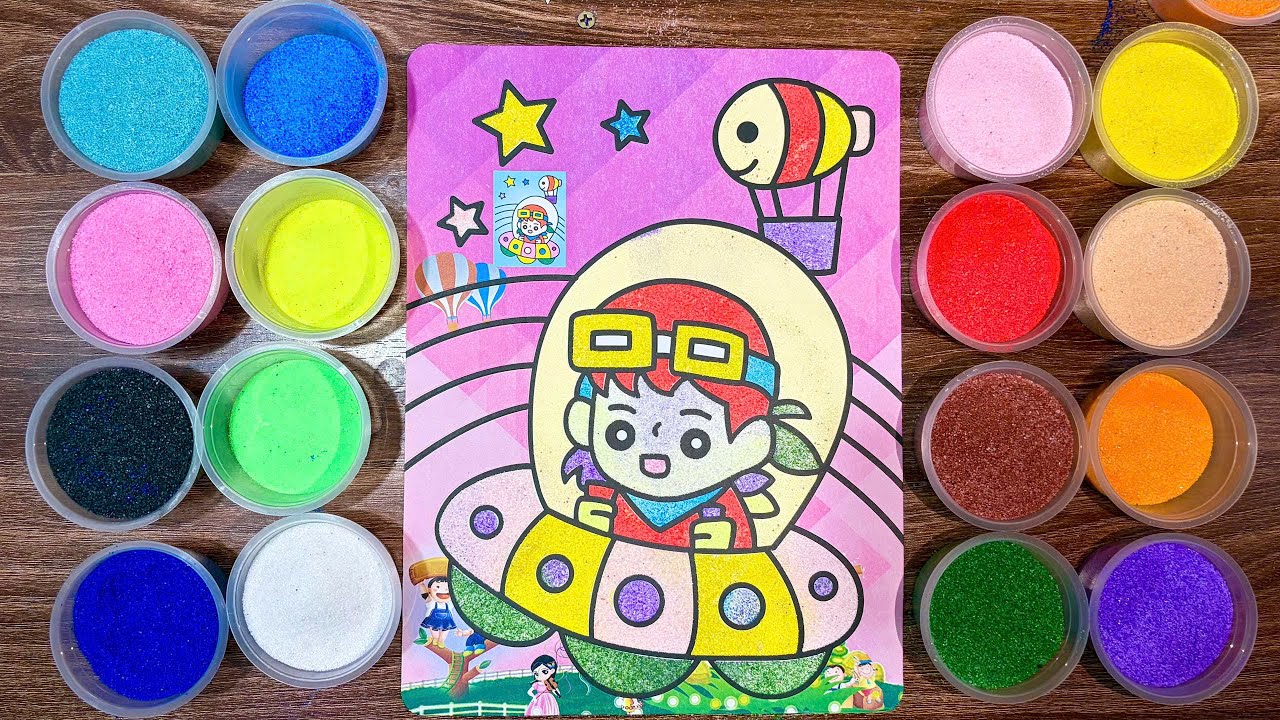 FUN SPACE ADVENTURE! Coloring Sand Art Spaceship & Astronaut (Sand Art World Kids)