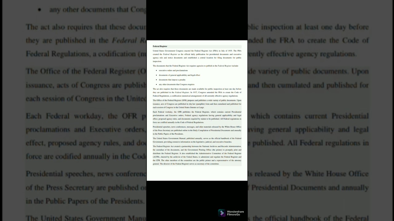 Federal register in pharmaceutical regulatory affairs