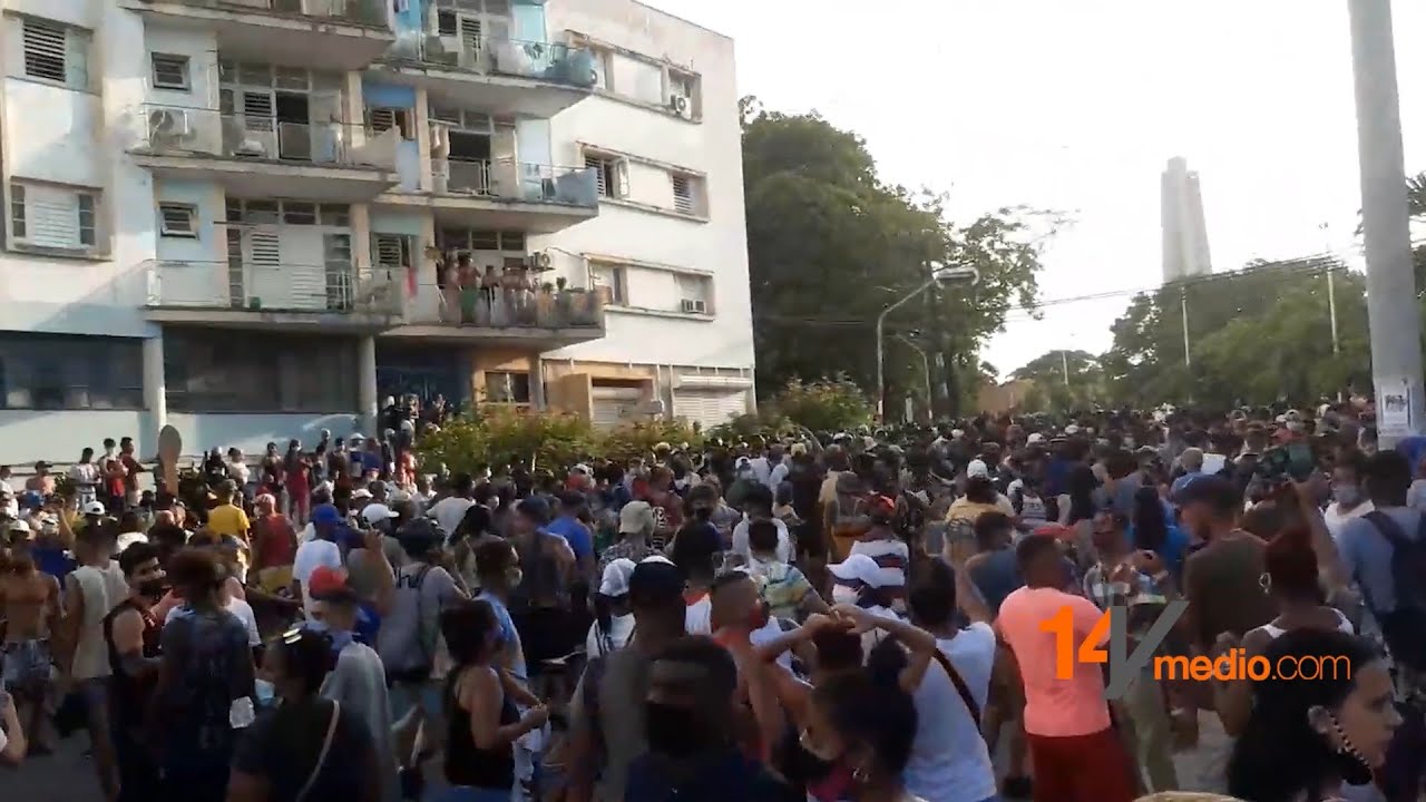 Protestas en La Habana, Cuba, este 11 de julio de 2021