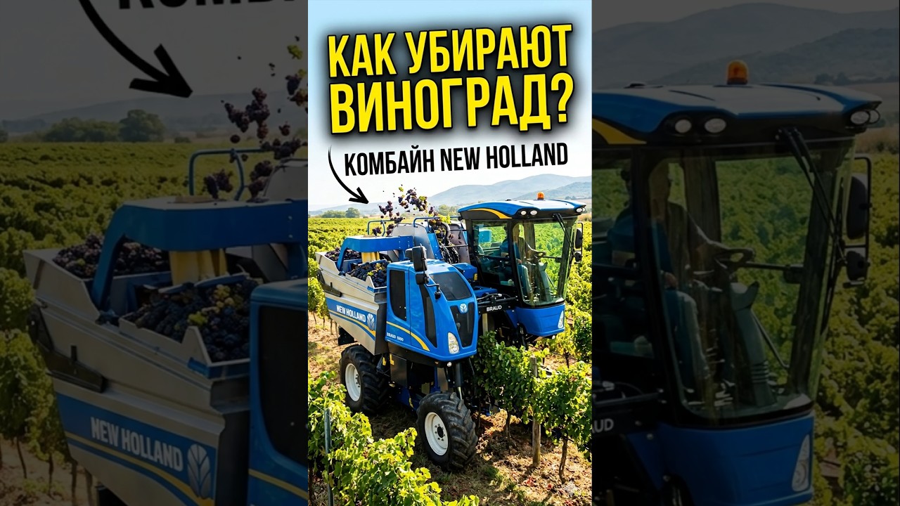 Уборка винограда #ферма #трактор #newholland #виноград #обзор #комбайн