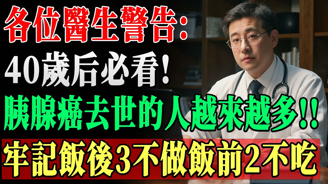 飲食習慣高風險引發胰臟癌：餐後3錯誤+餐前2禁忌99%人都犯致癌真相曝光 | 胰臟癌飲食 | 高風險習慣 | 癌症預防  !