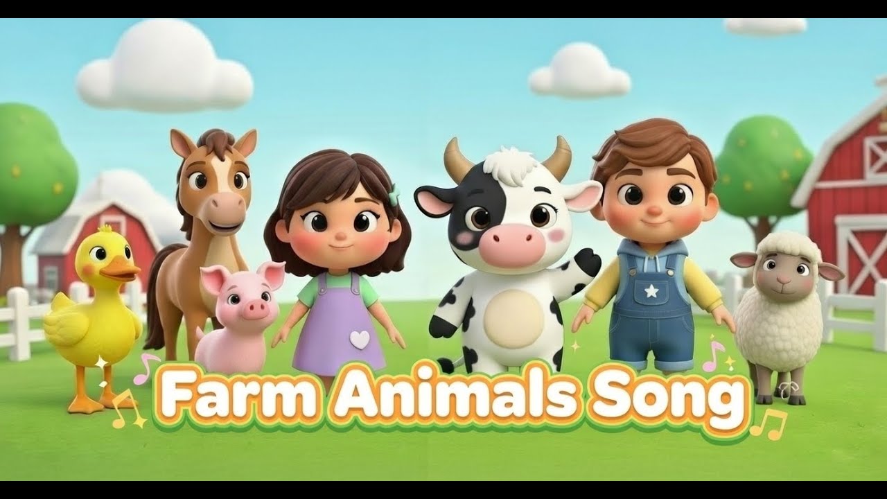 Farm Animals Song for Kids 🐮🐷🐥 | Animal Sounds with Moo the Cow 🐮 | Nursery Rhyme 🎵