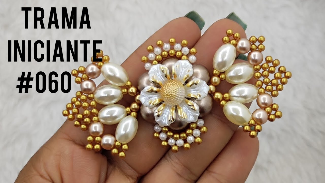 Trama riqueza com pérola oval (iniciante #060) @edilenevellozoartesanato #amooqueeufaço