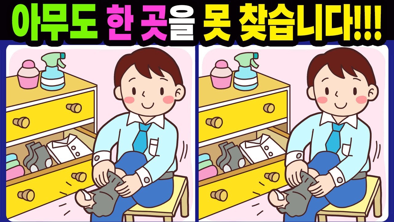【다른그림찾기/치매예방】아무도 한 곳을 못 찾습니다!【틀린그림찾기/두뇌운동/숨은그림찾기/Find the Difference/치매예방퀴즈】863