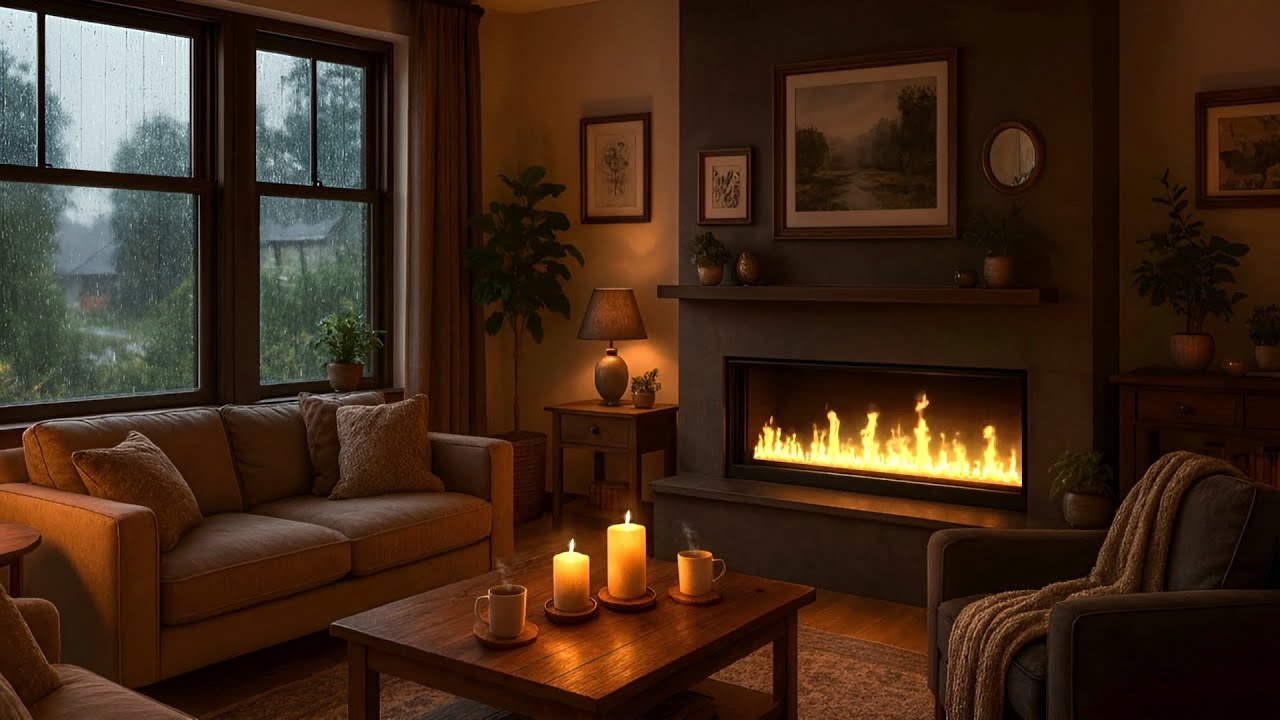The Best 10 HOURS of Fireside Serenity | 4K Cozy Cabin Rain & Thunderstorm Sounds for Deep Sleep 🔥⛈️