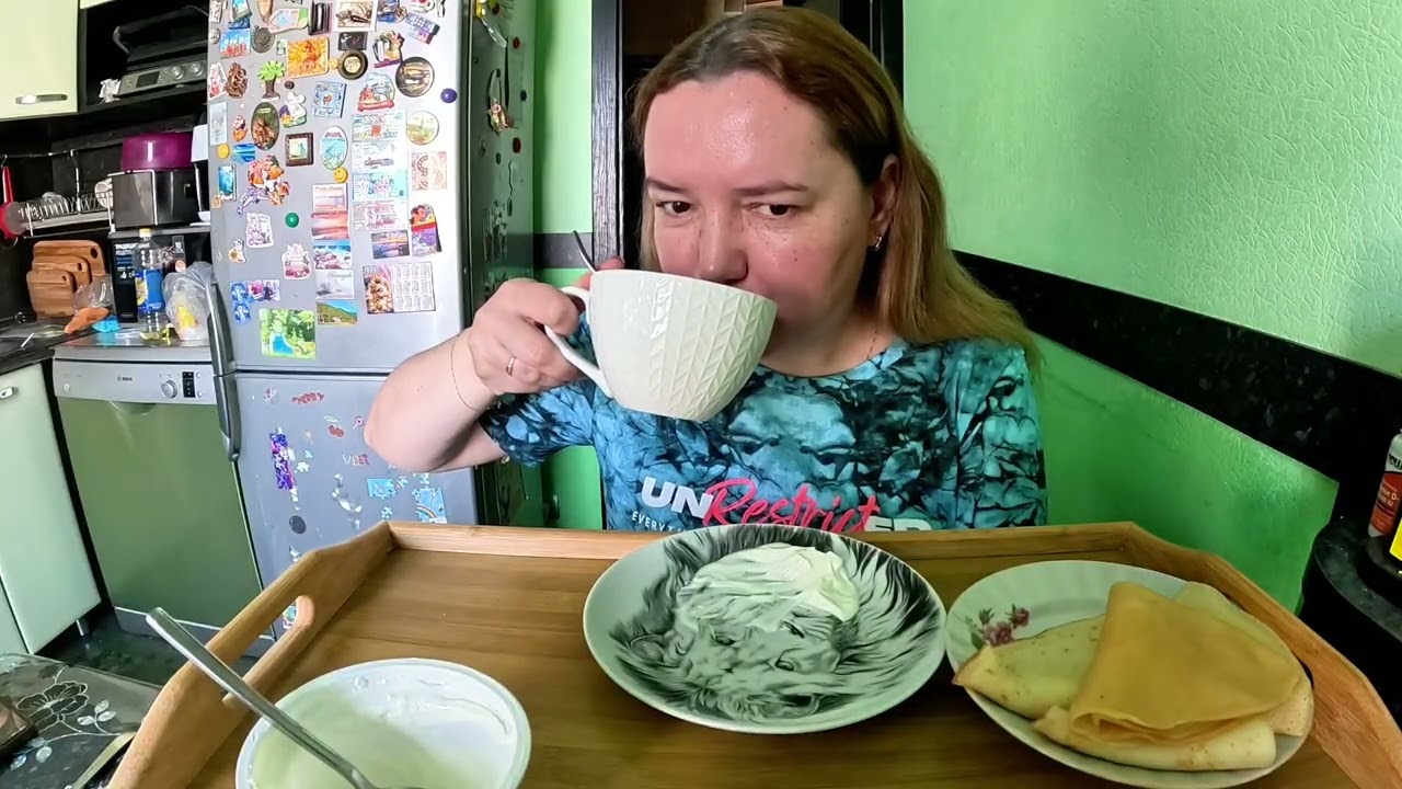 Блины, яйцо жареное #mukbang #еда #домашняяеда #вкусно 