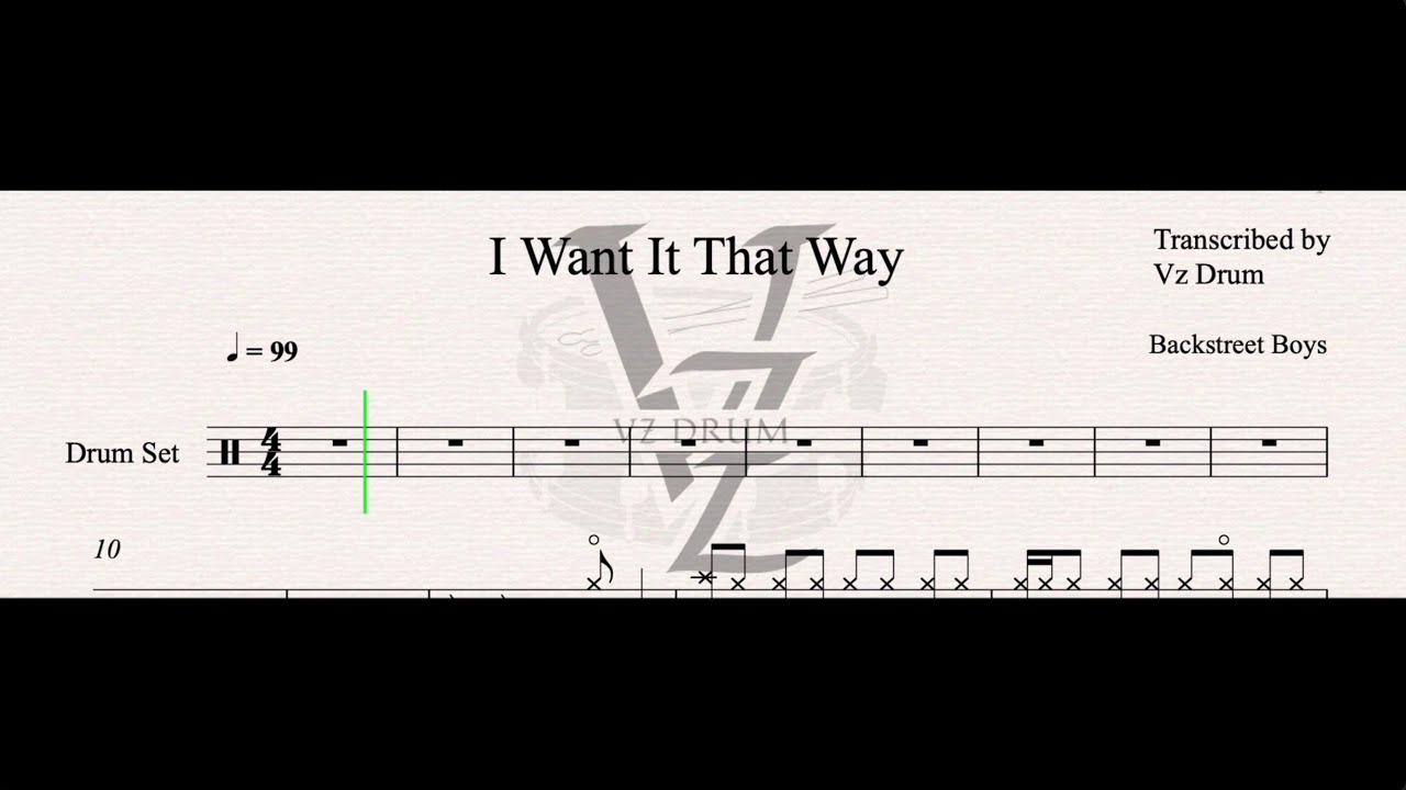 Backstreet Boys - I Want It That Way Drum Score [ Drum Sheet Music Play Along ]