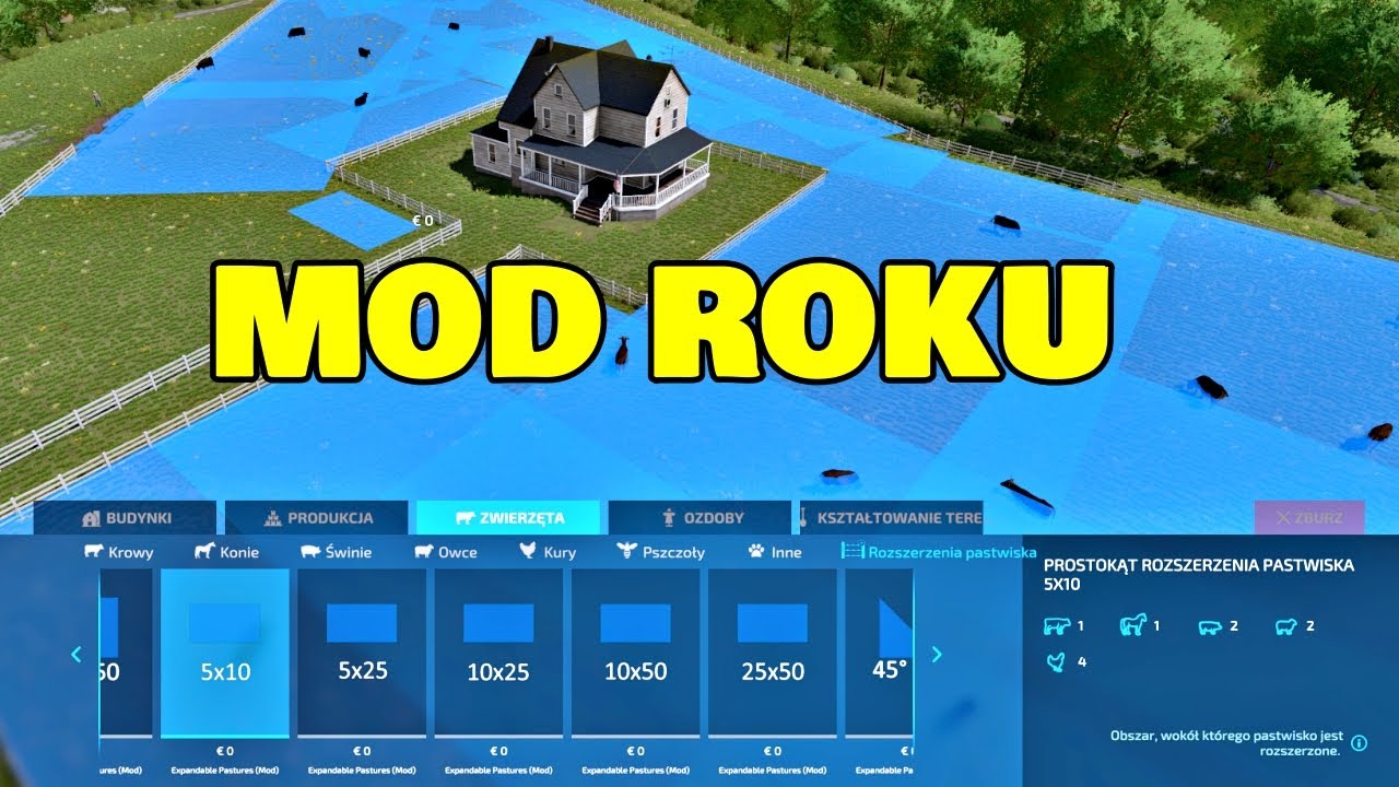 🚨 🚨 🚨 Mod Roku - Rozszerzalne Pastwiska - Farming Simulator 22.