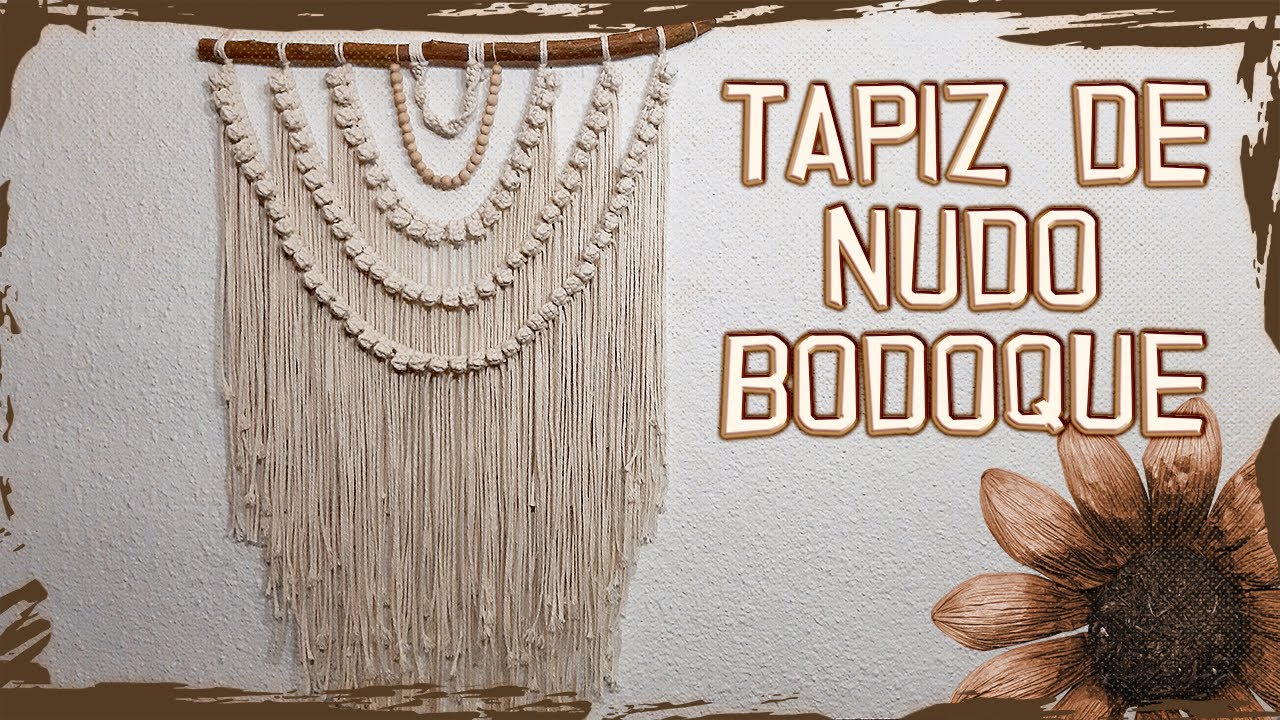 Tapiz de Nudo Bodoque Con Flecos Para Colgar