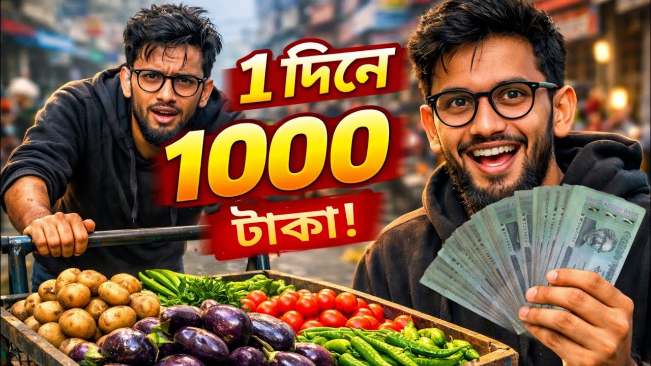 ১ দিনের সবজি ব্যবসা চ্যালেঞ্জ 🔥 লাভ হলো ১০০০ টাকা? || My first vlog video. 