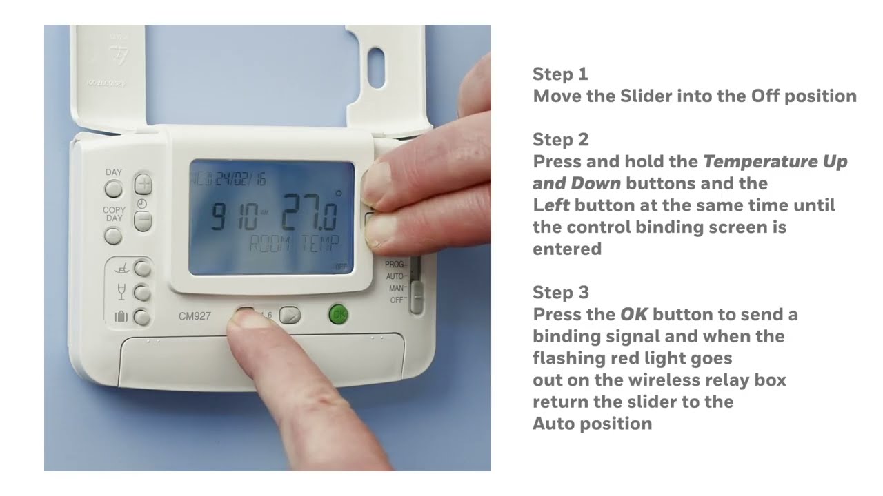 Sending a Binding signal from the CM921 or CM927 WirelessThermostat