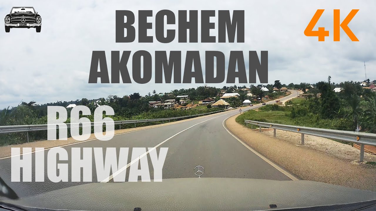 Ghana's Regional Highway R66 Bechem Techimantia Akomadan Road Drive 4K