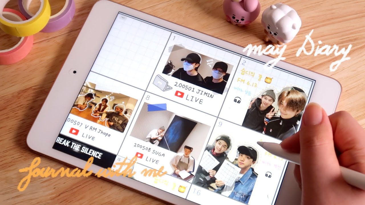 Май БТС / Украшающий дневник с iPad / BTS may diary / ipad journal with me + free stickers