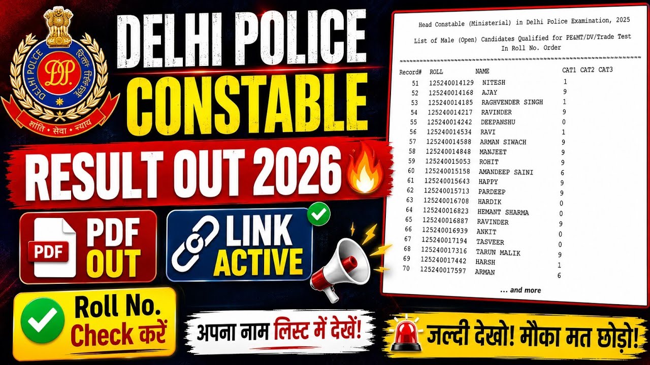 Delhi Police Constable Result 2026 Out 🔴 How to Check Delhi Police Constable Result 2026