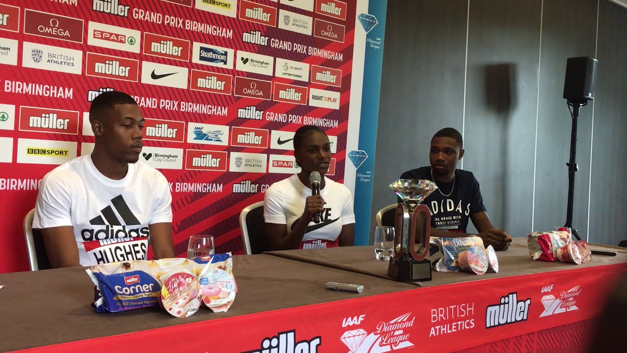 Dina Asher-Smith, Zharnel Hughes & Noah Lyles press conference Birmingham Diamond League 2018
