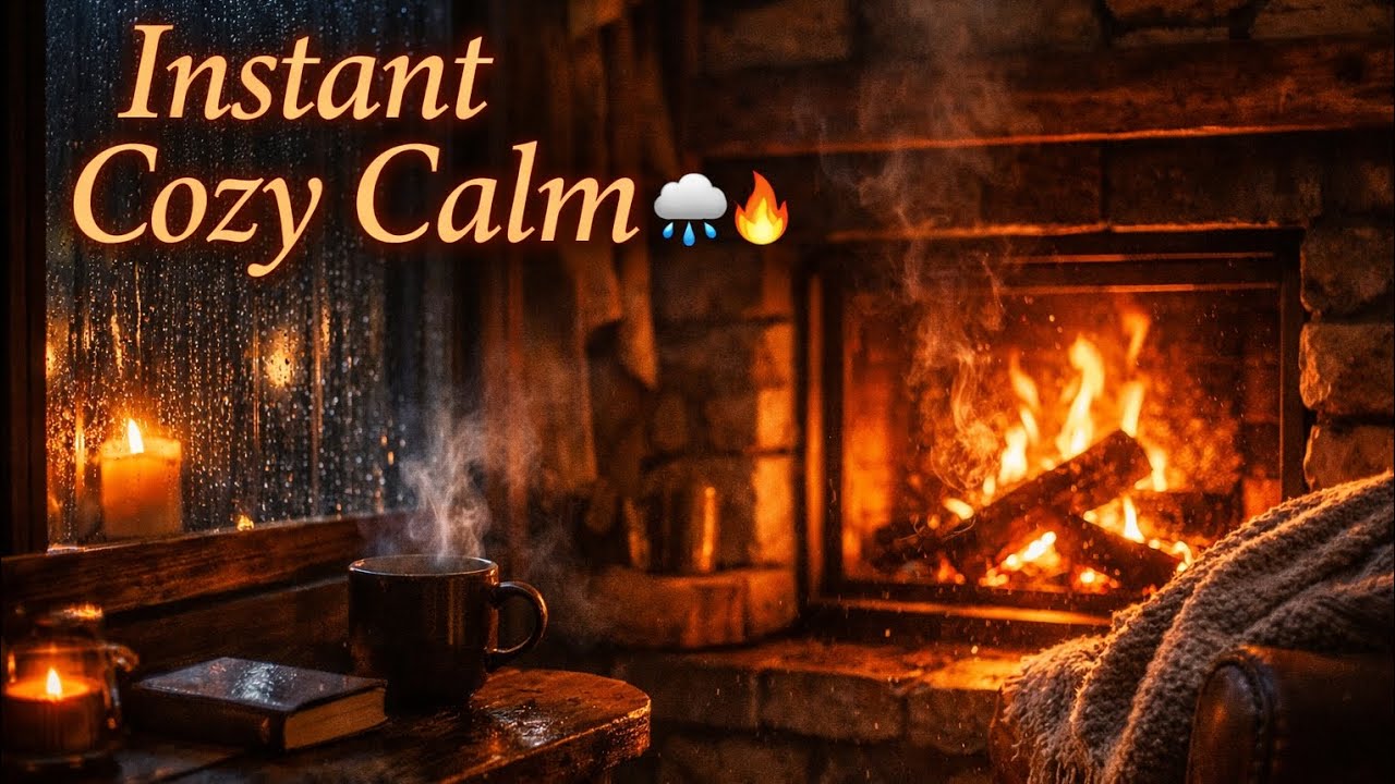 Rainy Cottage Nook 🌧️ 12 Min Deep Relaxation | Cozy Fireplace & Stress Relief Ambience
