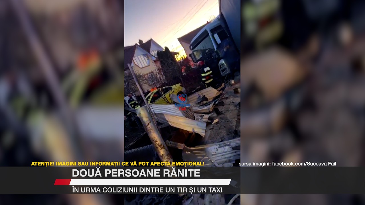 Două persoane rănite, în urma coliziunii dintre un TIR și un taxi