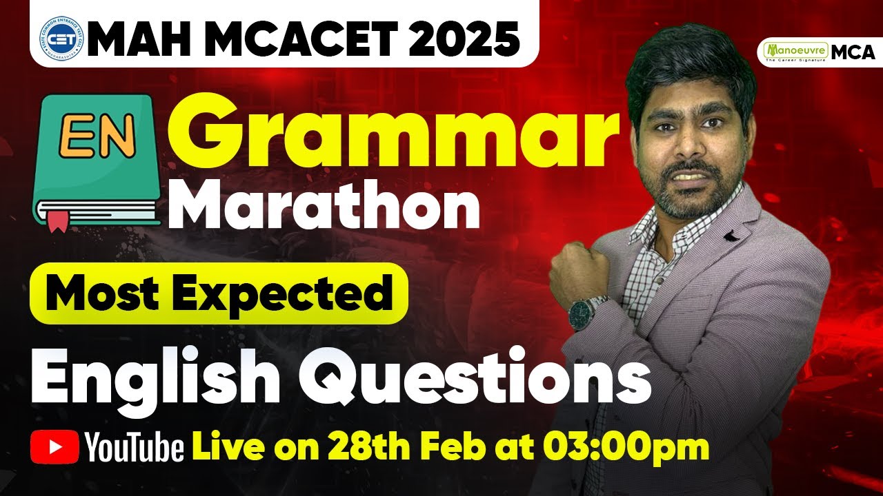 MAH MCACET 2025: Grammar Marathon | Most Expected English Questions