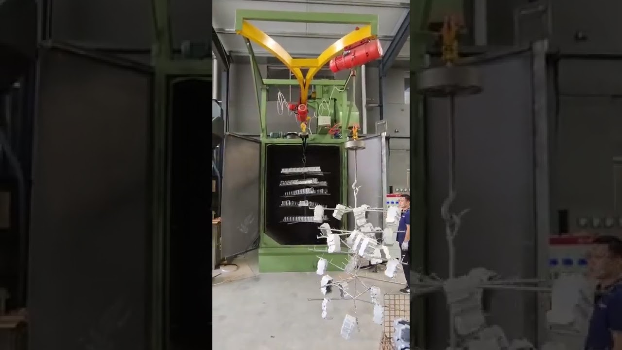 stainless workpiece shot blasting machine cleaning effect | Hanger type shotblasting machine