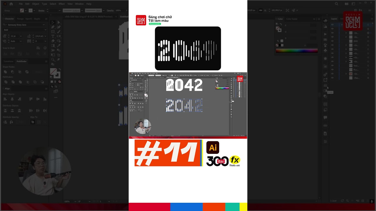 #12 Hiệu ứng chữ 2069 line, text effects, Adobe illustrator