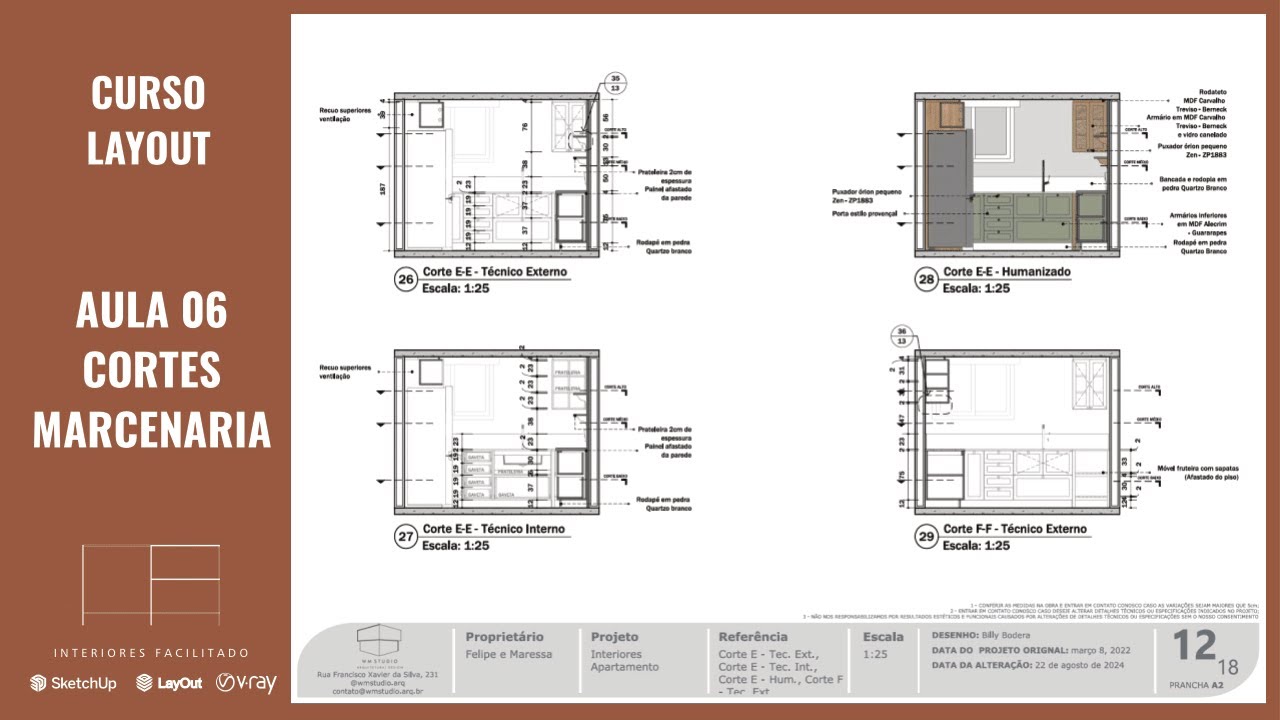 Curso LayOut - Caderno de Marcenaria - Aula 06 - Cortes Marcenaria
