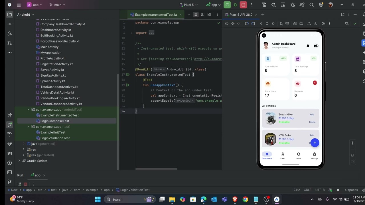 Vehicle Renting System App ( Jet Pack Compose |Kotlin | Firebase | Cloudinary | Test Cases)