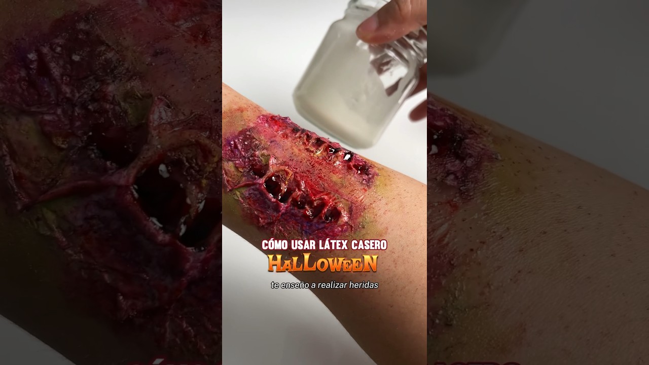 L&aacute;tex casero. C&oacute;mo usarlo 🎃 #halloween2023 #halloween #halloweenmakeuplook #heridafalsa #latex