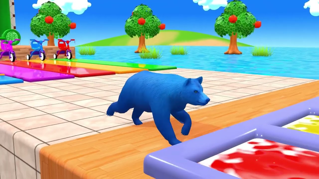 Long Slide Game With Cow Elephant Gorilla Hippopotamus Tiger 3d Animal Game Funny 3d Animals