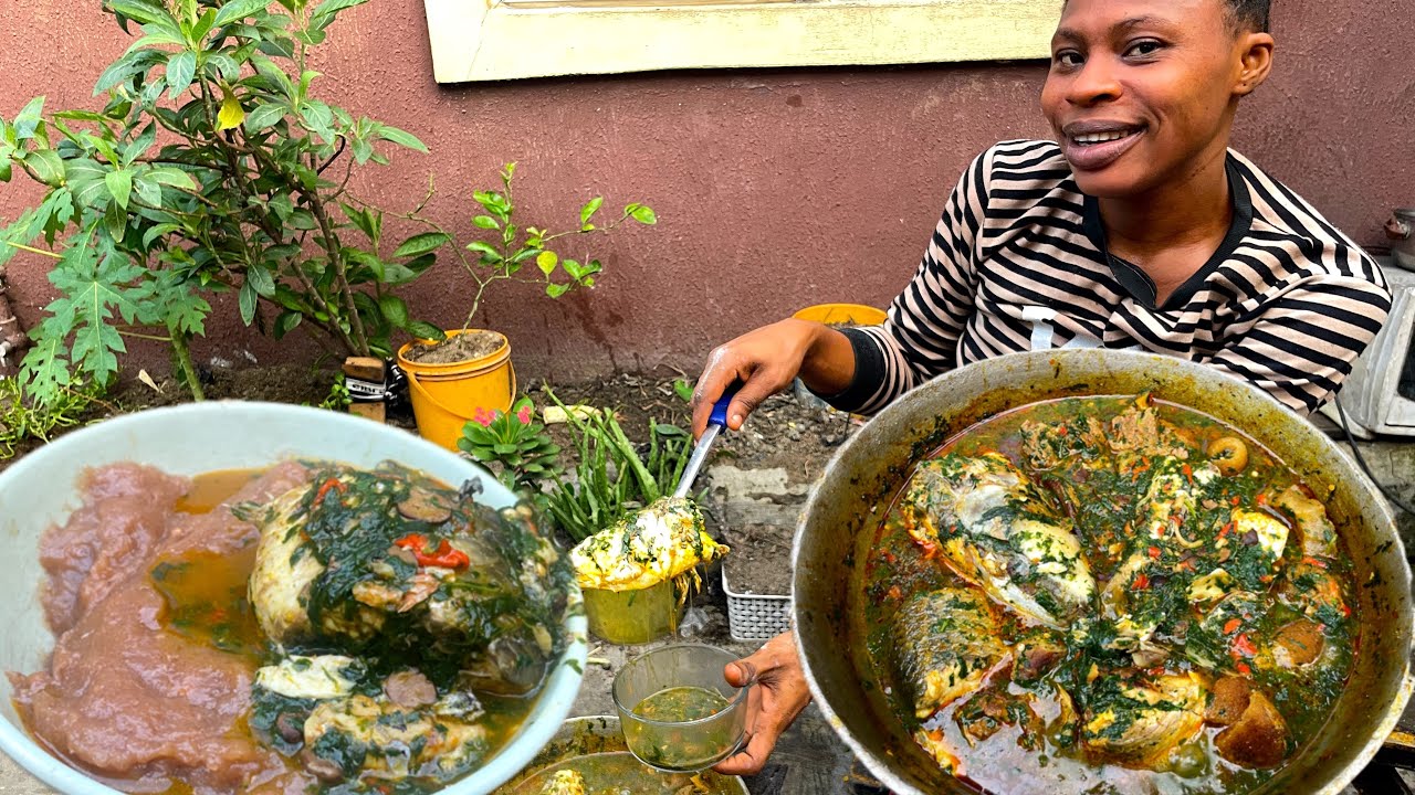 Organic Nigerian Ewedu Soup & Amala &ndash; Village Style Cooking!