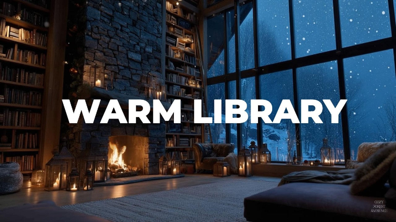 Winter Library Loft | Crackling Fire & Candlelit Cozy Ambience (3 Hours)