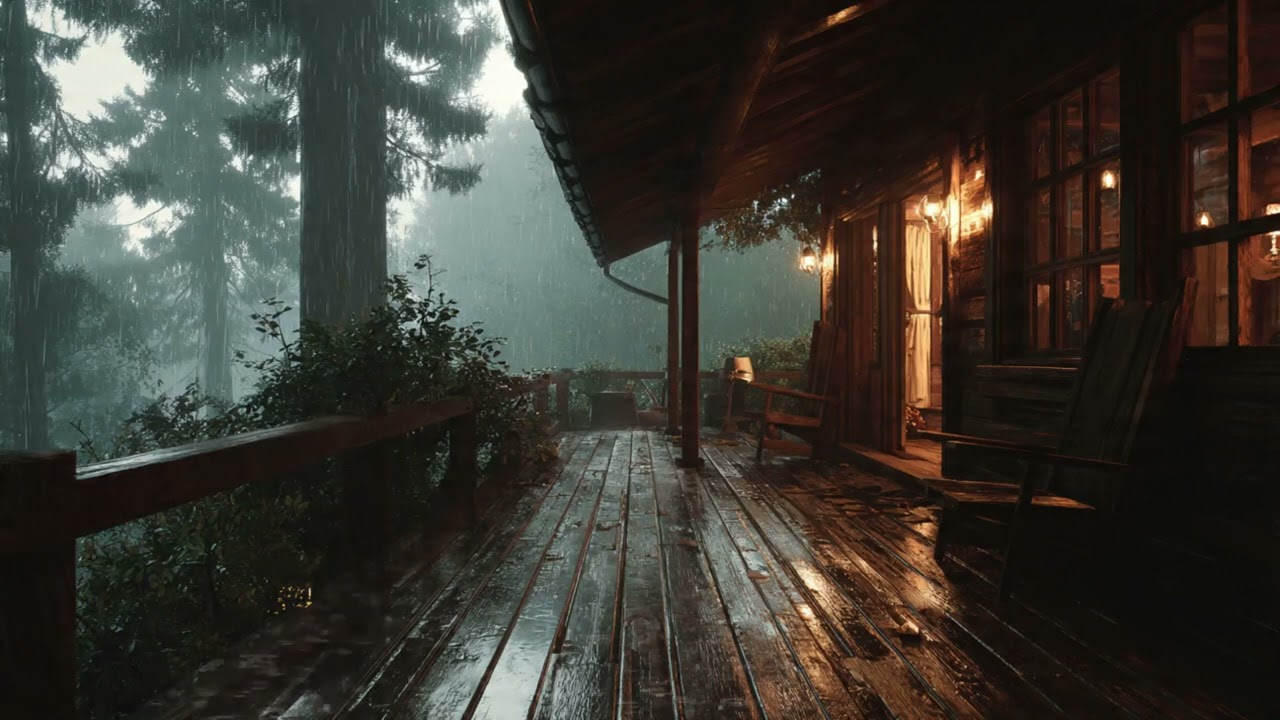 Cozy Cabin in Dark Forest After Rain 🌧️ Relaxing Night Ambience for Deep Sleep (4K)