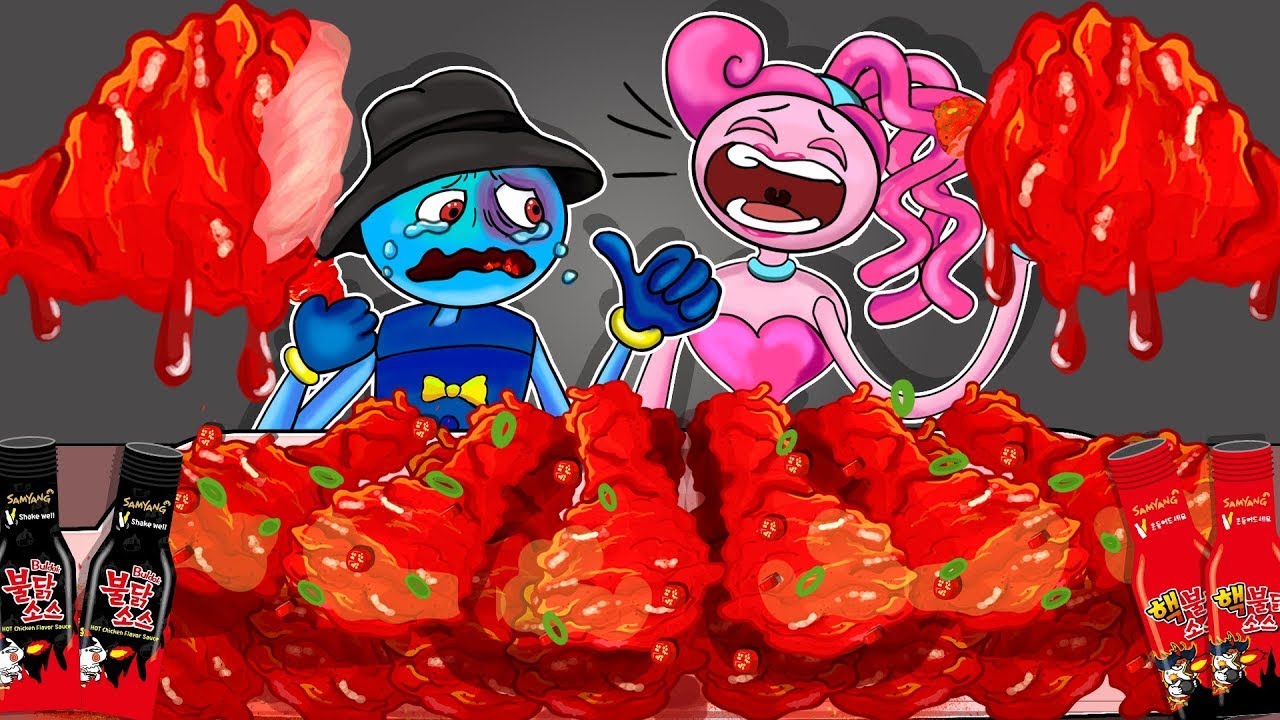 Spicy Fried Chicken Mukbang 🔥  Funny Mommy Long Legs Family Stories   Poppy Playtime