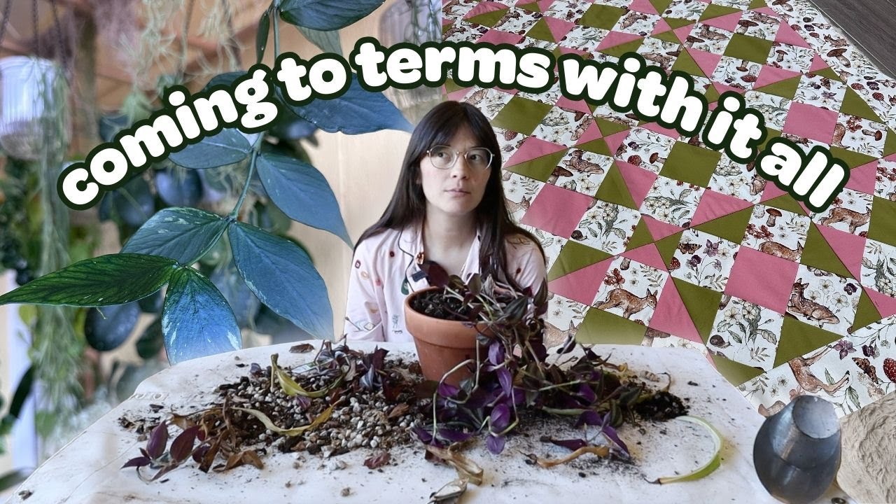 VLOG | repotting and cleaning plant chores, finishing a quilt top, and life chat!