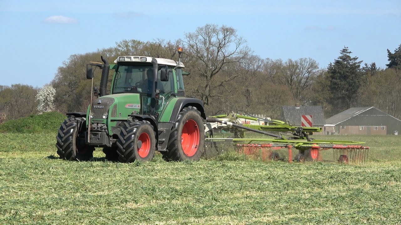 Snelle lente rogge harken met Fendt 411 Vario TMS en Claas Liner 2900 (2021)