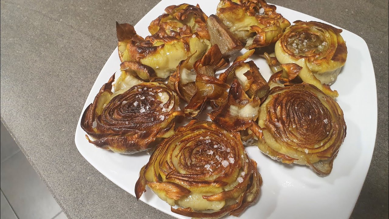 alcachofas confitadas y plancha, cocina en cuarentena