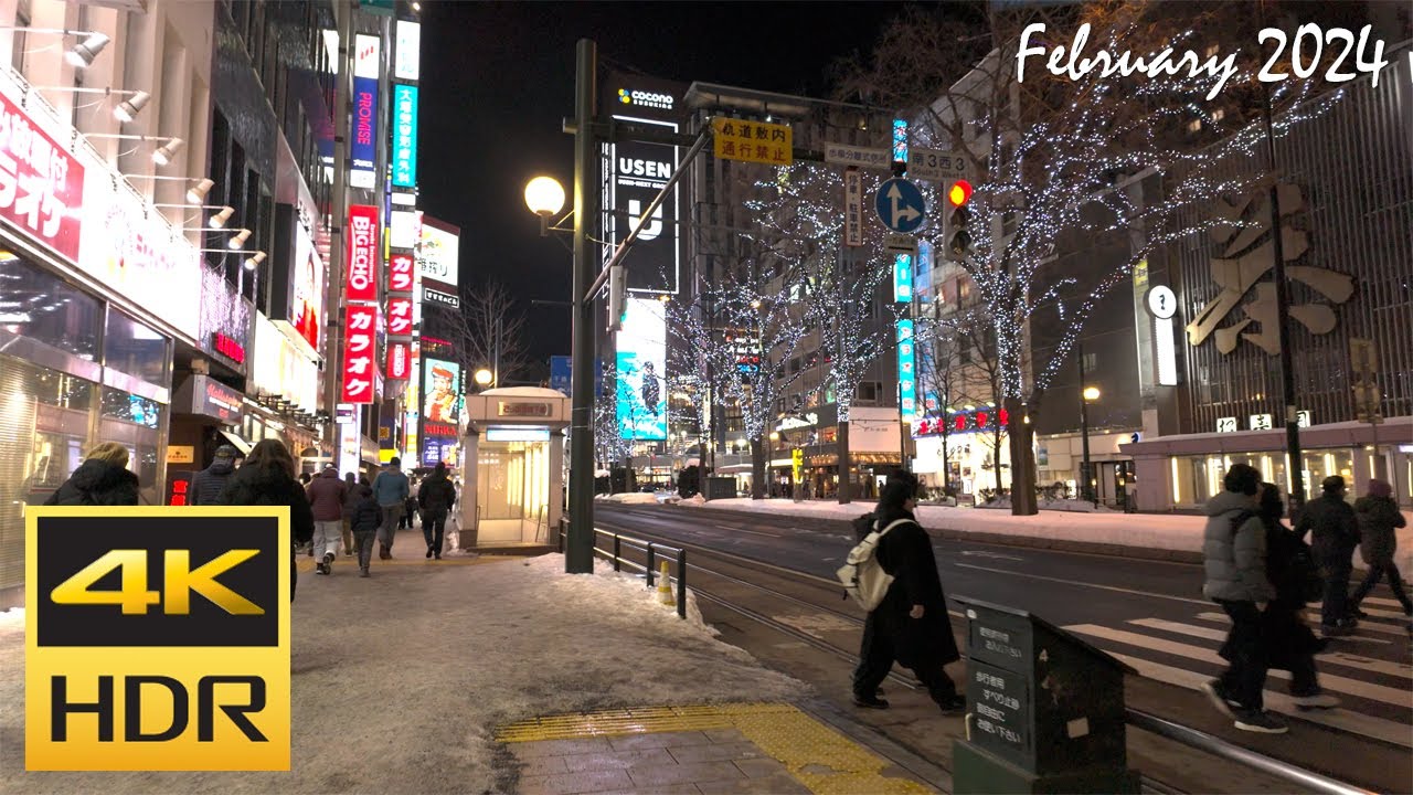 [4K HDR] 札幌駅前通りイルミネーション2024を散策 / Strolling in Sapporo Station Street Illumination (Hokkaido, Japan)